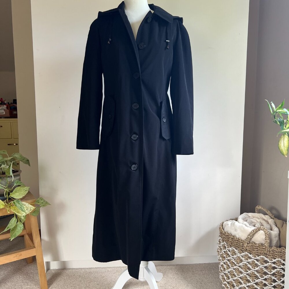 Vintage London Fog Hooded Maxi Belted Trench w/Zip Out Lining Black Sz MP (EUC)